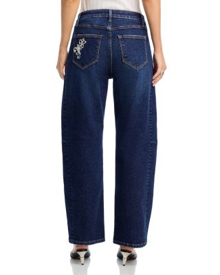 Elaine X Raised Rode Barrel Leg Jeans in Dark Wash