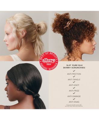 Pure Silk Back to Basics Skinny Scrunchies in Light Brown, Set of 4