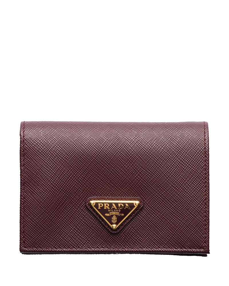 Prada Small Saffiano Leather Wallet In Burgundy