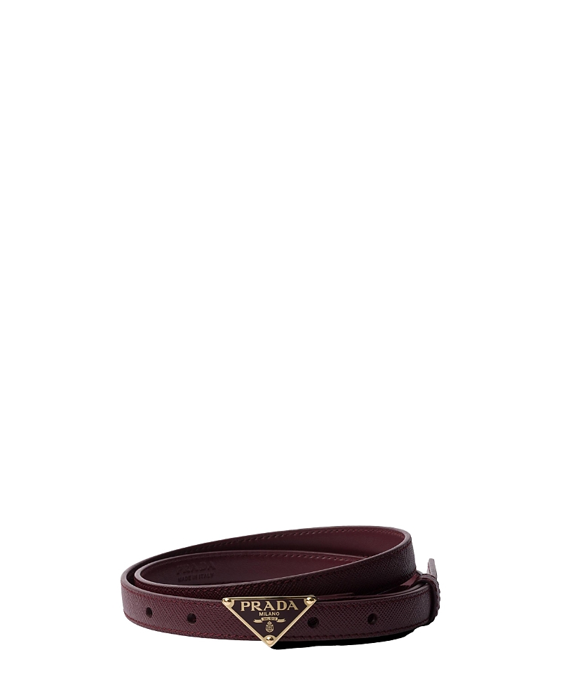 Prada Saffiano-leather Belt In Burgundy