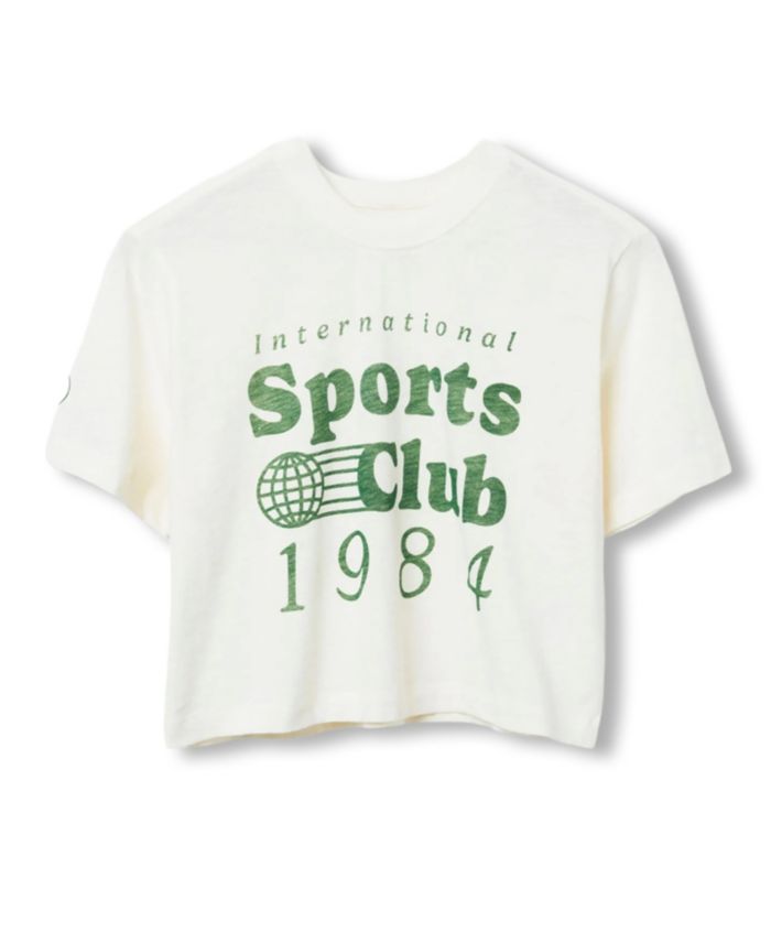 Women's International Sports Club 1984 Mock Neck Crop Tee