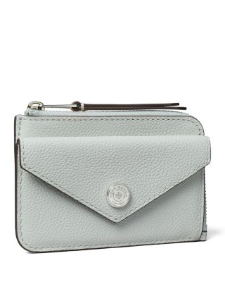 Tory Burch Pebble Leather Envelope Zip Card Case