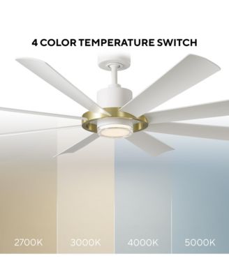 Fans Aura 60in Selectable 2700-3000-4000-5000K LED Indoor or Outdoor Smart Home Ceiling Fan