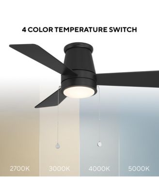 Fans Hug 44in Selectable 2700-3000-4000-5000K LED Indoor or Outdoor Flush Mount Pull Chain Ceiling Fan