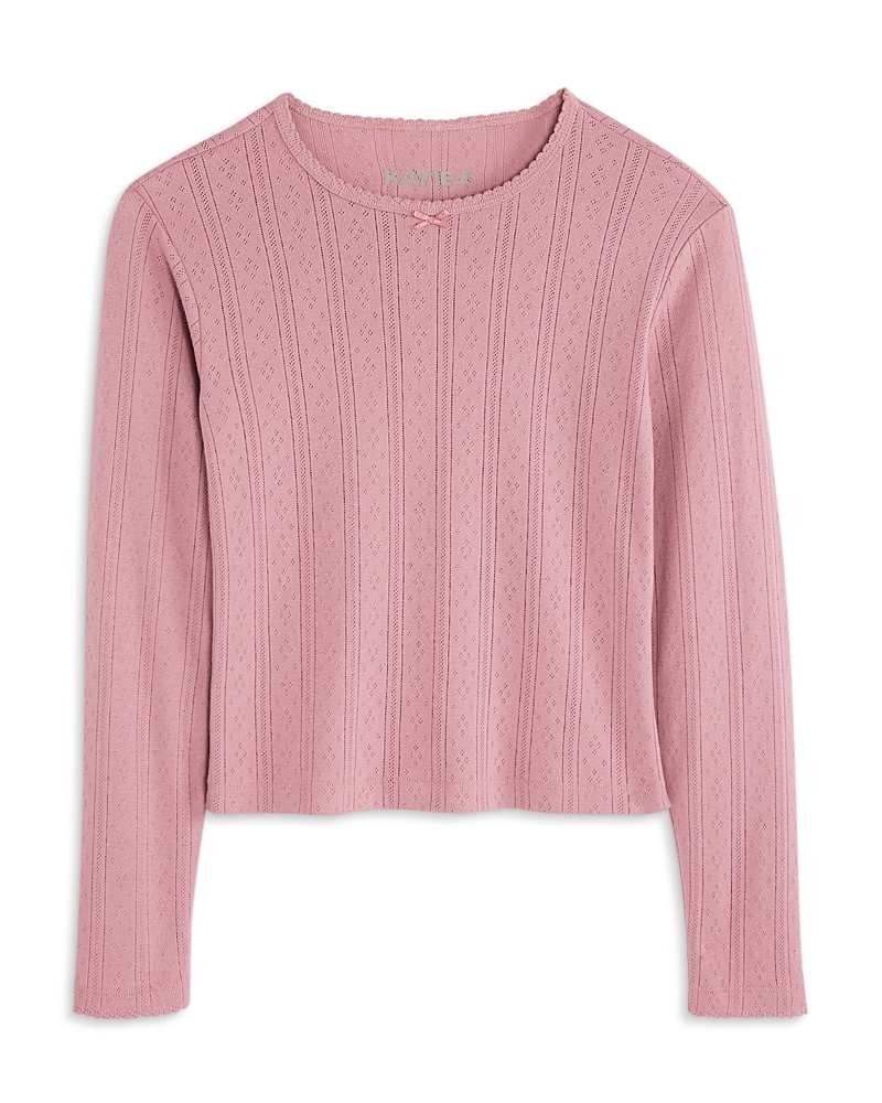 KatieJnyc Girls' Marina Long Sleeved Pointelle Top - Big Kid