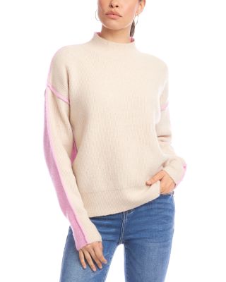 Colorblocked Mock Neck Sweater