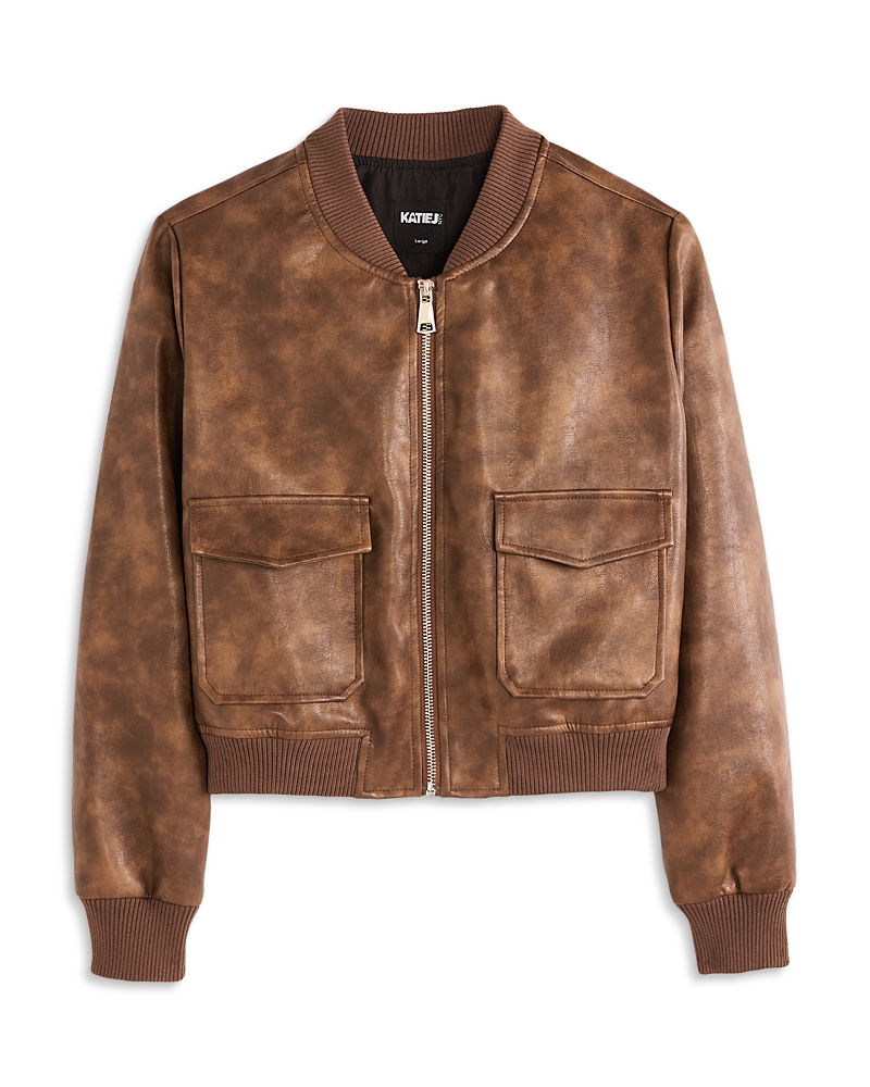 Katiejnyc Girls' Maverick Bomber Jacket - Big Kid In Brown