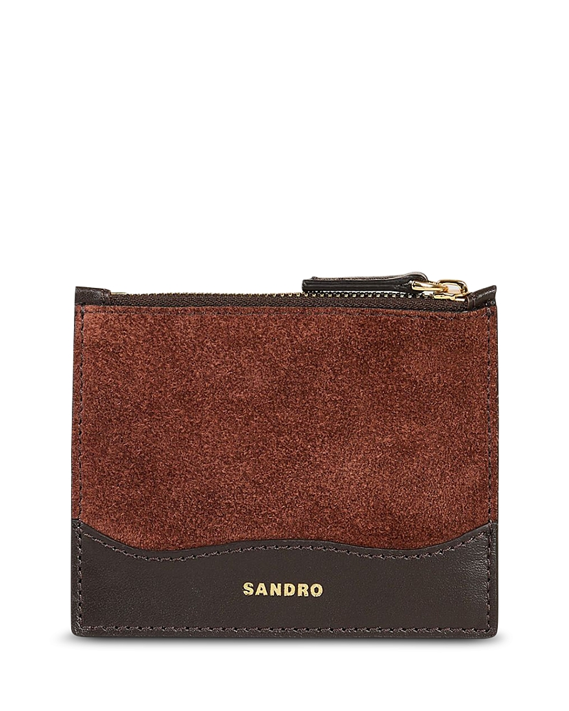 Sandro Zip Cardholder In Brown