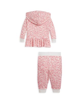 Polo Girls' Floral Cotton Interlock Footed Coverall - Baby