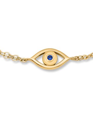 18K Gold Over Sterling Silver Blue Pav&eacute; Evil Eye Ankle Bracelet - Exclusive