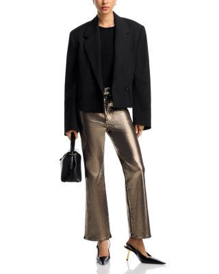 The Reboot High Rise Crop Metallic Coated Jeans in Champagne