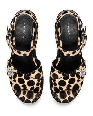 Women's Turnlock Calf Hair Lug Heel Platform Sandals