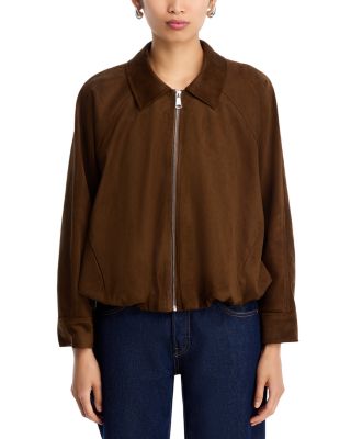Faux Suede Bubble Bomber Jacket