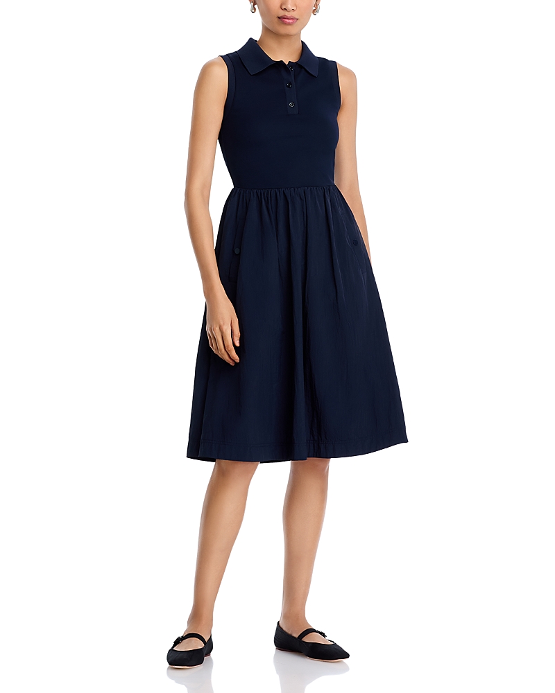 Steve Madden Berlin Sleeveless Half-zip A-line Dress In Black