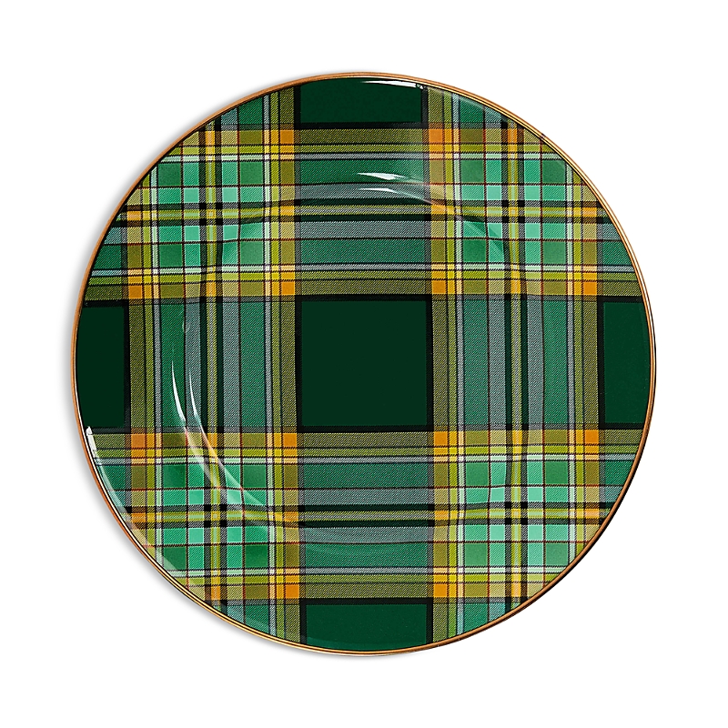 Mackenzie-childs Tartan Green Enameled Salad Plate In Green