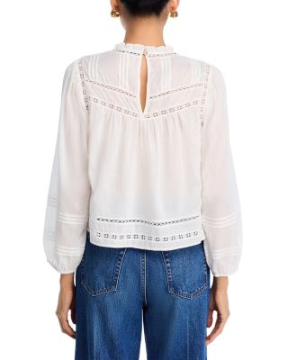 Reya Pintuck Open Lace Blouse