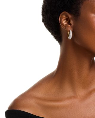 Diamond Pave Hoop Earrings in 14K Yellow Gold, 2.0 tcw