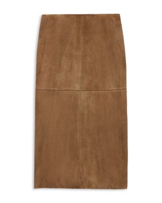 Suede Column Midi Skirt
