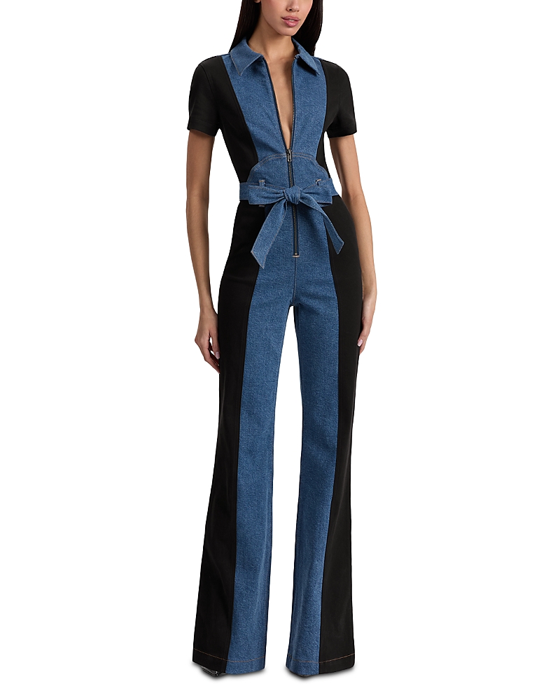 Alice And Olivia Gorgeous Wide Leg Jumpsuit In Blue