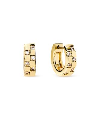 Brass and Cubic Zirconia Eden Mini Gold Huggie Earrings