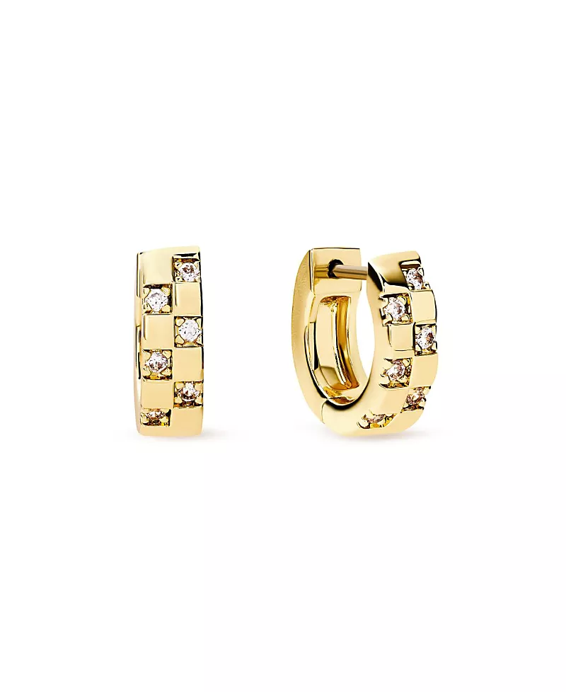Ana Luisa Brass and Cubic Zirconia Eden Mini Gold Huggie Earrings