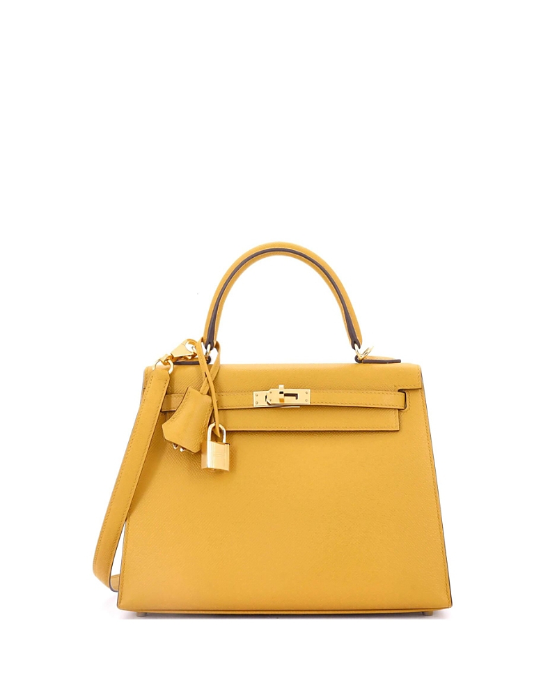 Pre-owned Pre-owned Hermes Hermes Kelly 25 Handbag Yellow Epsom With Gold Hardware