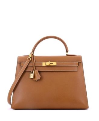 Pre-Owned HERMÈS - Kelly 32 Handbag Brown Courchevel with Gold Hardware