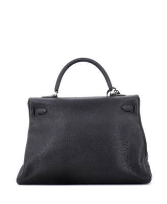 Kelly 35 Handbag Black Clemence with Palladium Hardware