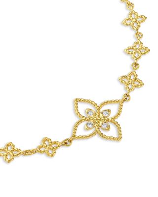18K Yellow Gold Principessa Diamond Flower Link Bracelet