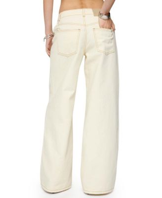  Contrast Stitch Low Rise Wide Leg Colored Wash Jeans