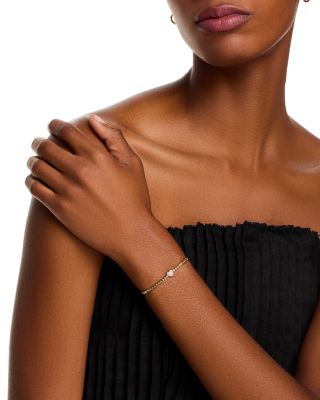 Diamond Heart Beaded Bracelet in 14K Yellow Gold, 0.10 tcw