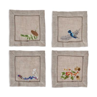 Forest Walk Cocktail Napkins, Assorted Set of 4