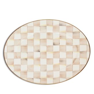 MacKenzie-Childs Mocha Check Medium Oval Platter | Bloomingdale's Home
