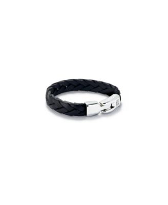 Leather Braided with Sterling Silver Plated Clasp Bracelet