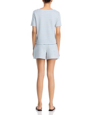 Veronica Beard Hovey Striped Short Sleeve Tee & Brighton Stripe Shorts