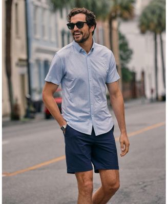 Halyard Short Sleeve Dress Shirt Light Blue Circle Montage