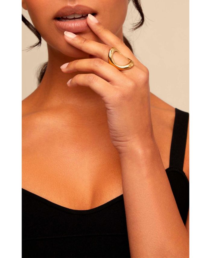 18K Gold-Plated Ring with Large Central Oval