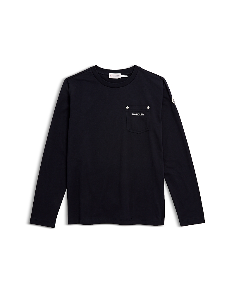 Moncler Unisex Logo Long Sleeve Tee - Big Kid In Blue
