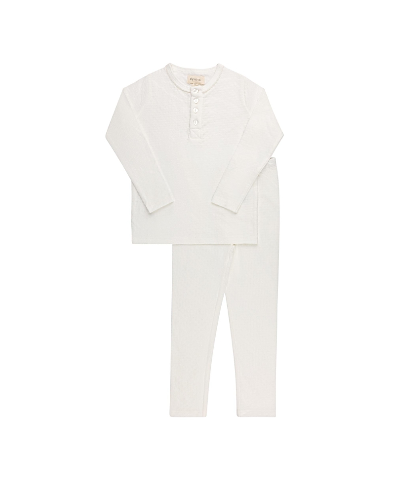 Ely's & Co. Unisex Heart and Star Button Pointelle Collection Lounge Set - Baby, Little Kid