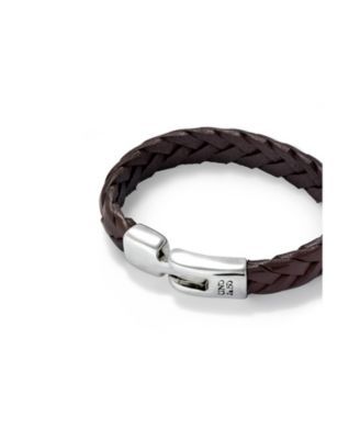 Leather Braided with Sterling Silver Plated Clasp Bracelet