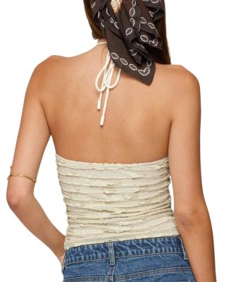 Criss Cross Bead Ruffled Halter Top