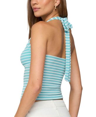 Lovina Textured Striped Halter Top
