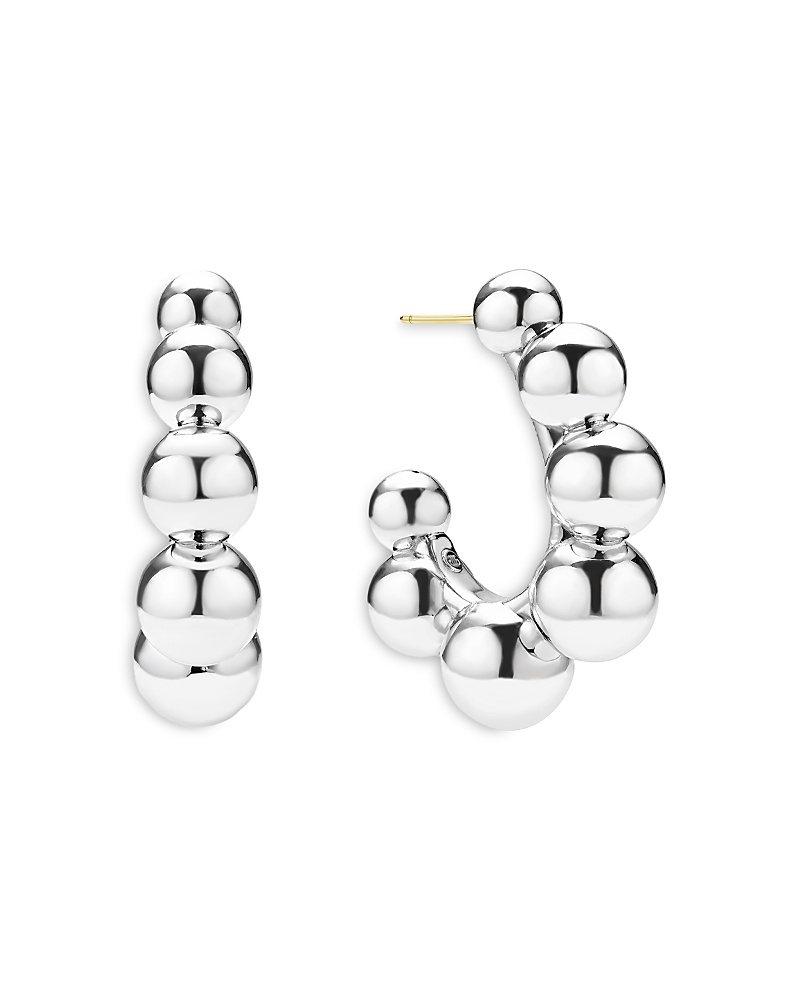Lagos 18K Yellow Gold & Sterling Silver Caviar Bubbly Beaded Hoop Earrings