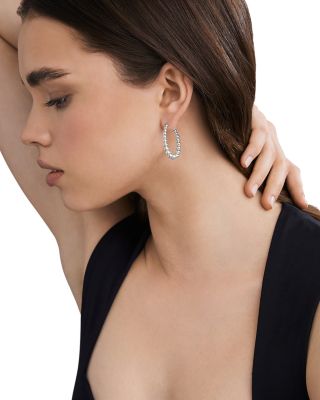 Sterling Silver Caviar Bubbly Beaded Hoop Earrings 