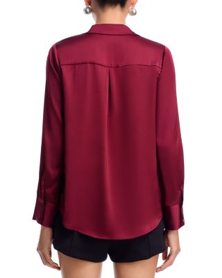 Satin Button Front Blouse - Exclusive