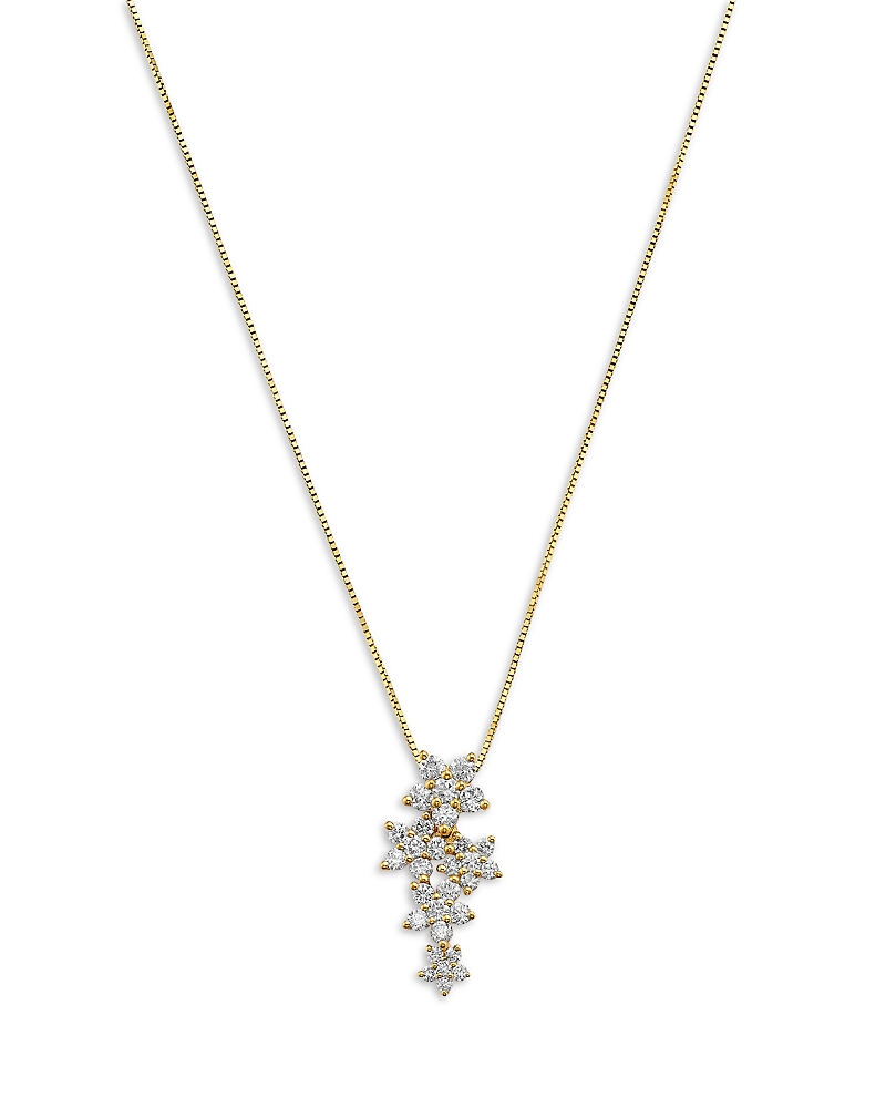 Bloomingdale's Fine Collection Diamond Flower Pendant Necklace in 14K Yellow Gold, 0.63 tcw