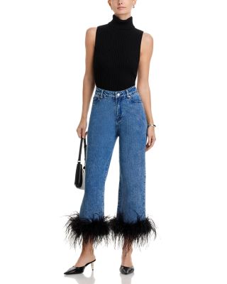 Feather Trim Jeans in Indigo - Exclusive