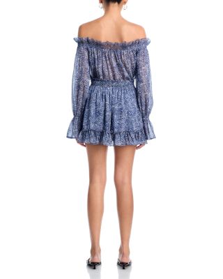 Metallic Print Off Shoulder Boho Top - Exclusive