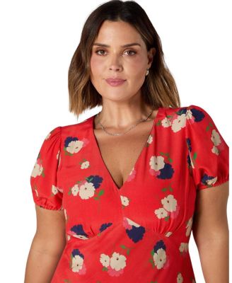 Floral Puff Sleeve Midi Dress