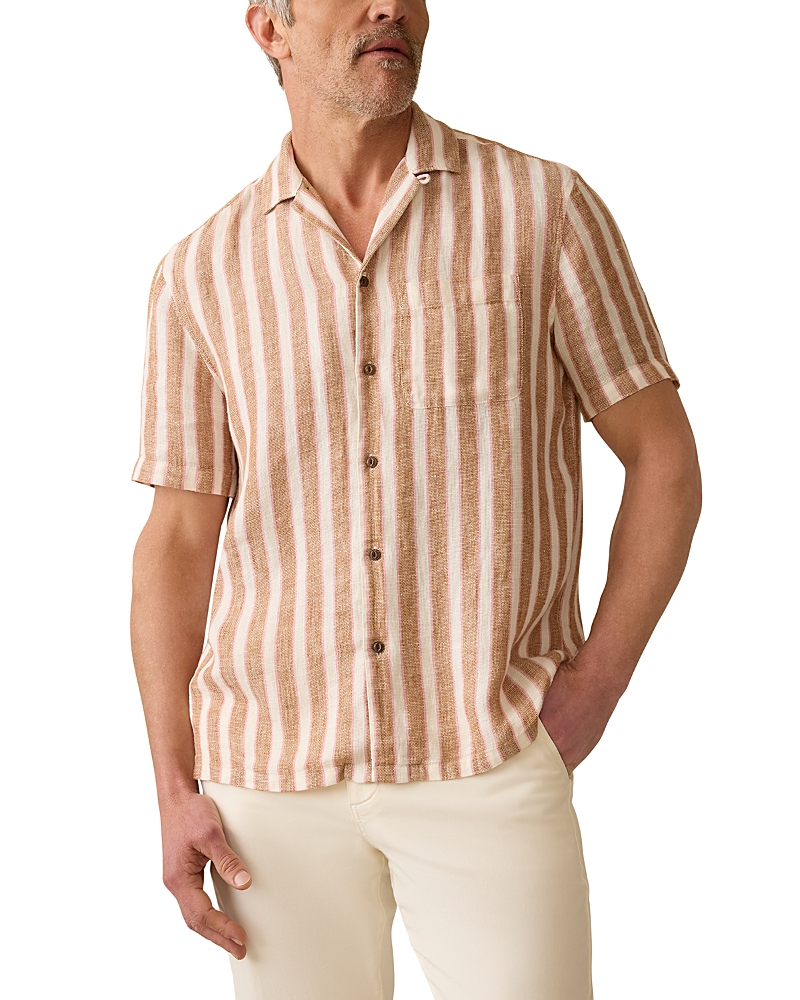 Faherty Short-sleeve Palma Linen Camp Shirt In Multi